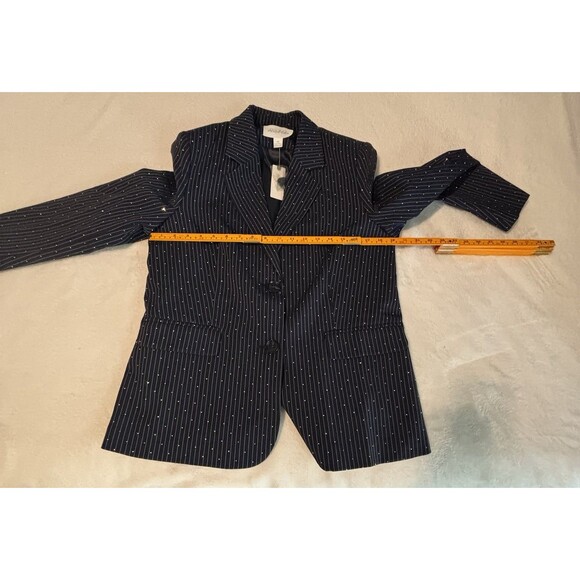 Mare Mare Anthropologie Sparkle Pinstripe Blazer Sz XS Navy NWT - Picture 5 of 10
